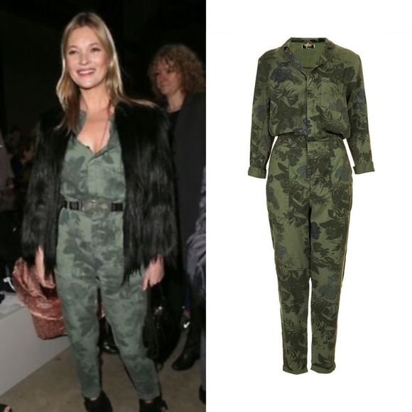 TOPSHOP Green Gray Classic Style Romper Jumpsuit - Picture 1 of 9
